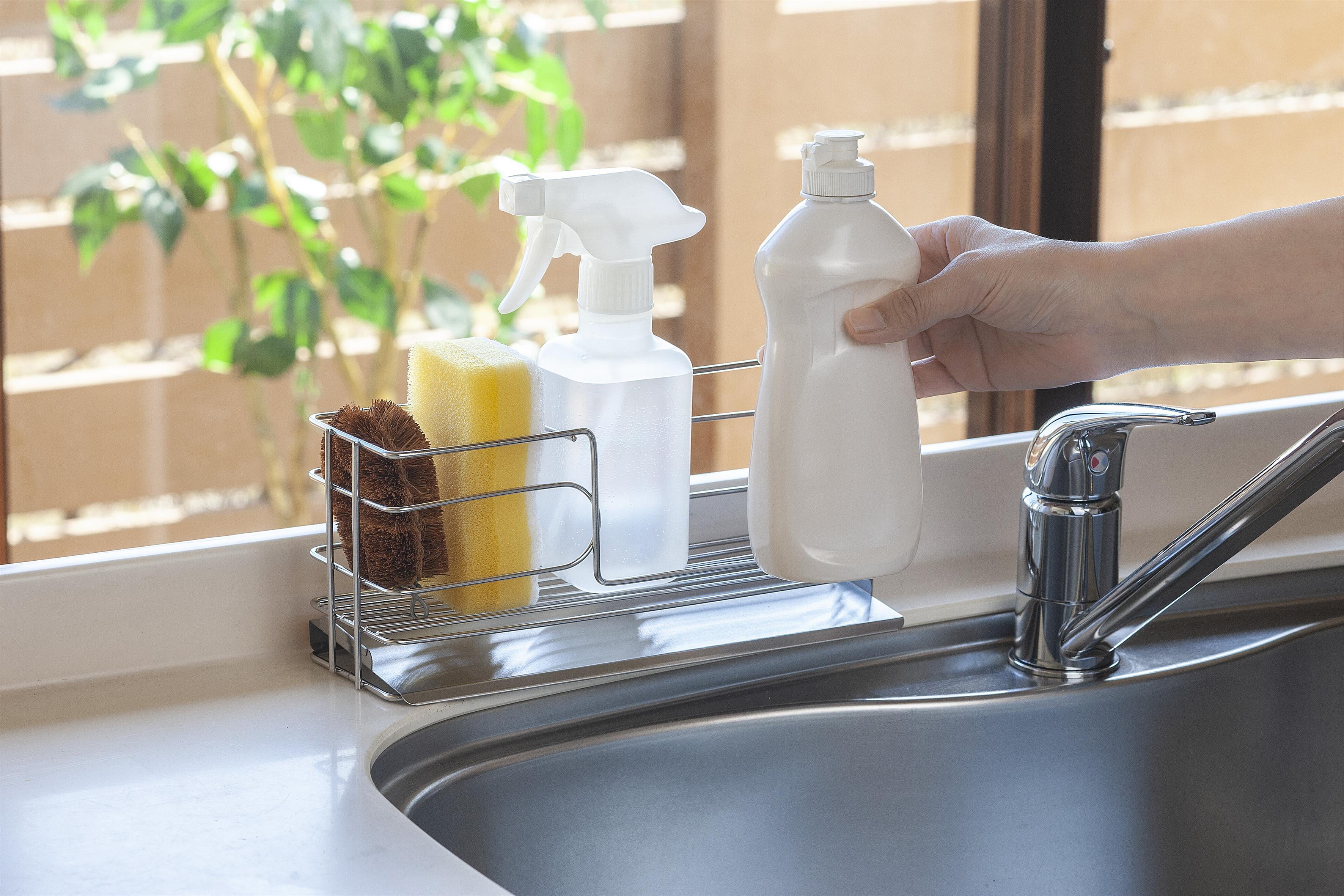 Shimomura Self-Draining Detergent and Sponge Rack with Slanted Tray