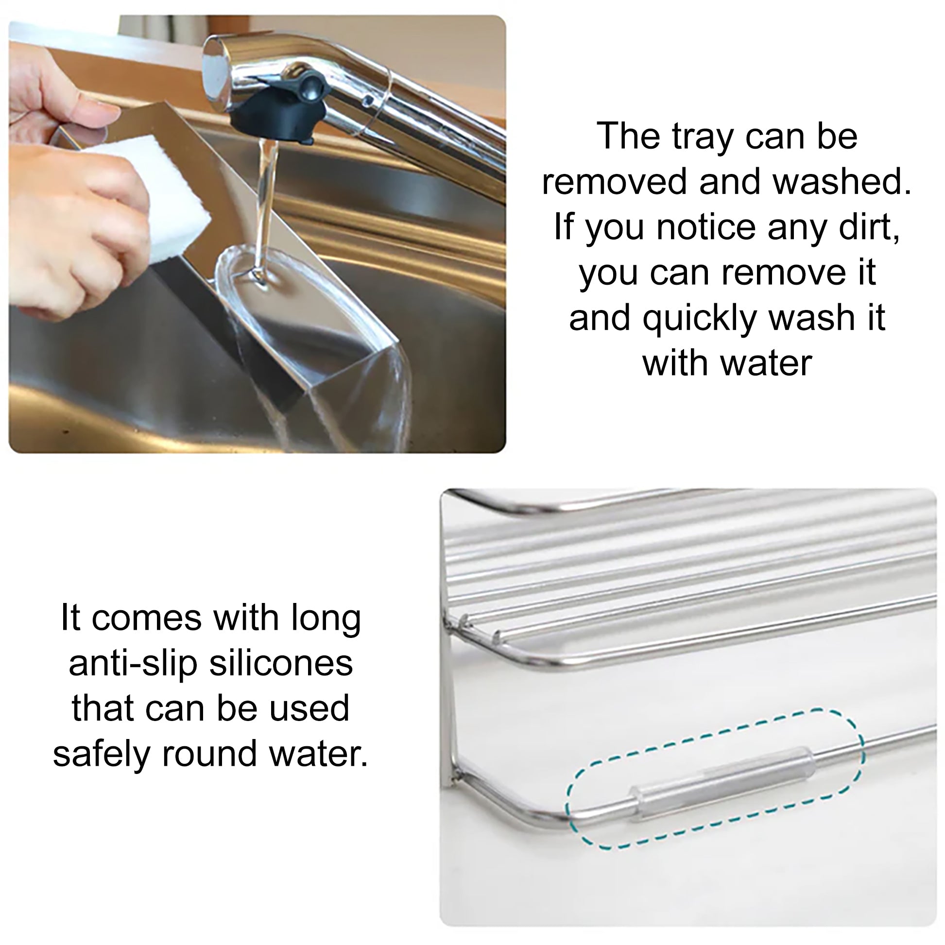 Shimomura Self-Draining Detergent and Sponge Rack with Slanted Tray